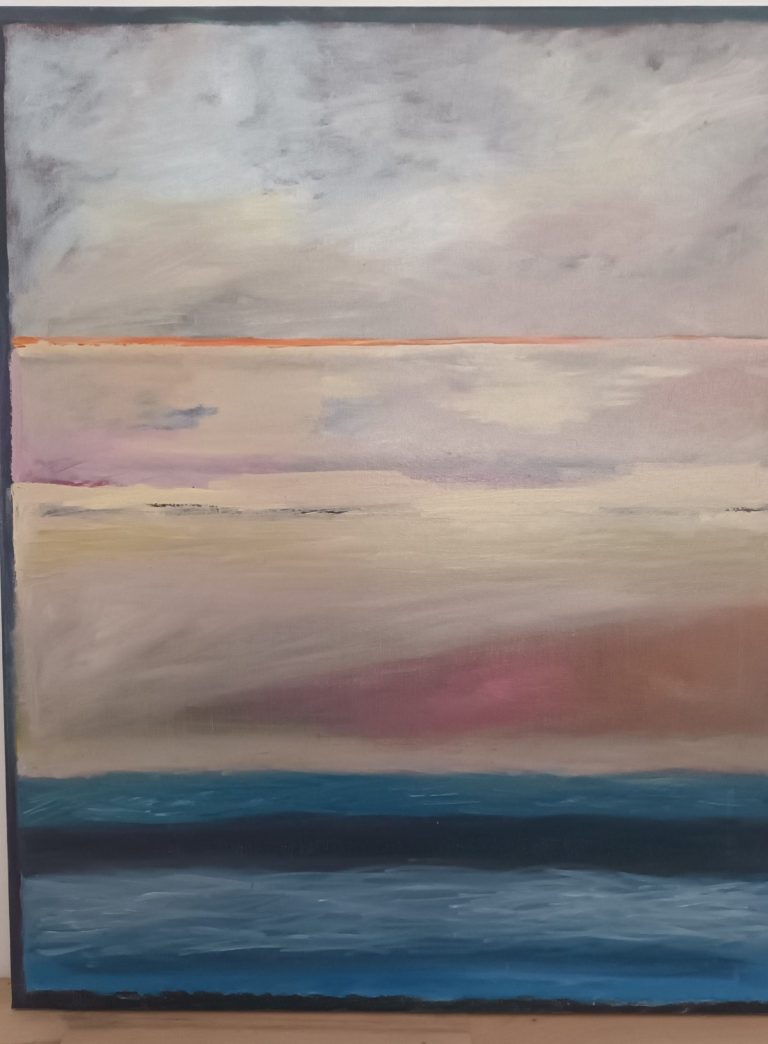 Instant vert et rose oil on canvas 61 X 50 Cm