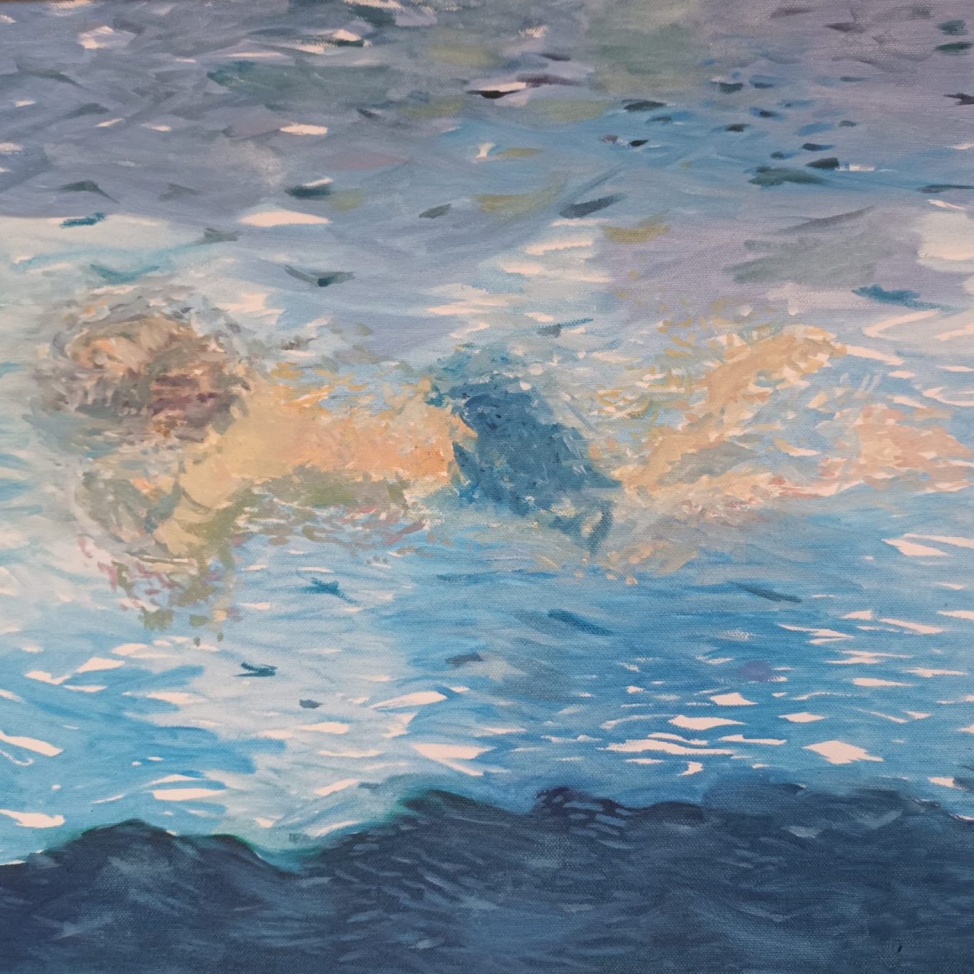 Eau- Nageur 2 -Huile sur toile- Dim: 46 X 38 cm Eau- Nageur 2-Huile sur toile- Dim: 46 X 38 cm