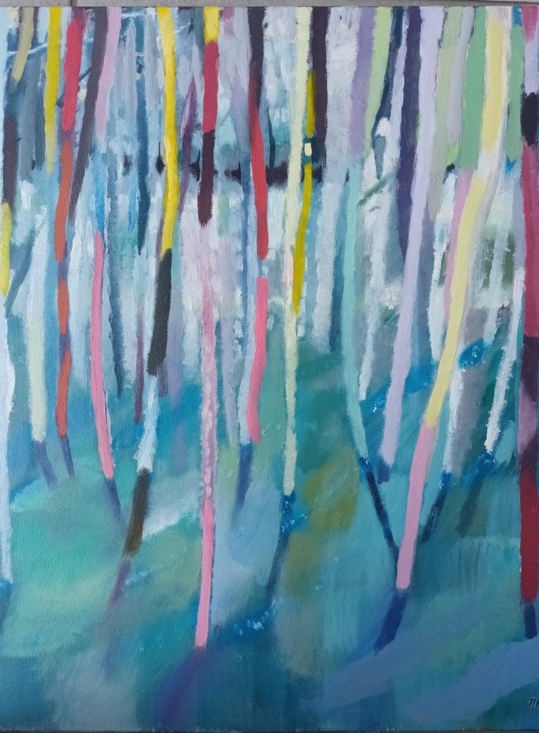 Instant vert et rose oil on canvas 61 X 50 Cm